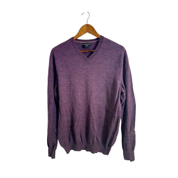 Banana Republic Merino Wool Sweater Men’s L Purple V-Neck 100% Merino – Flawed - Picture 1 of 7